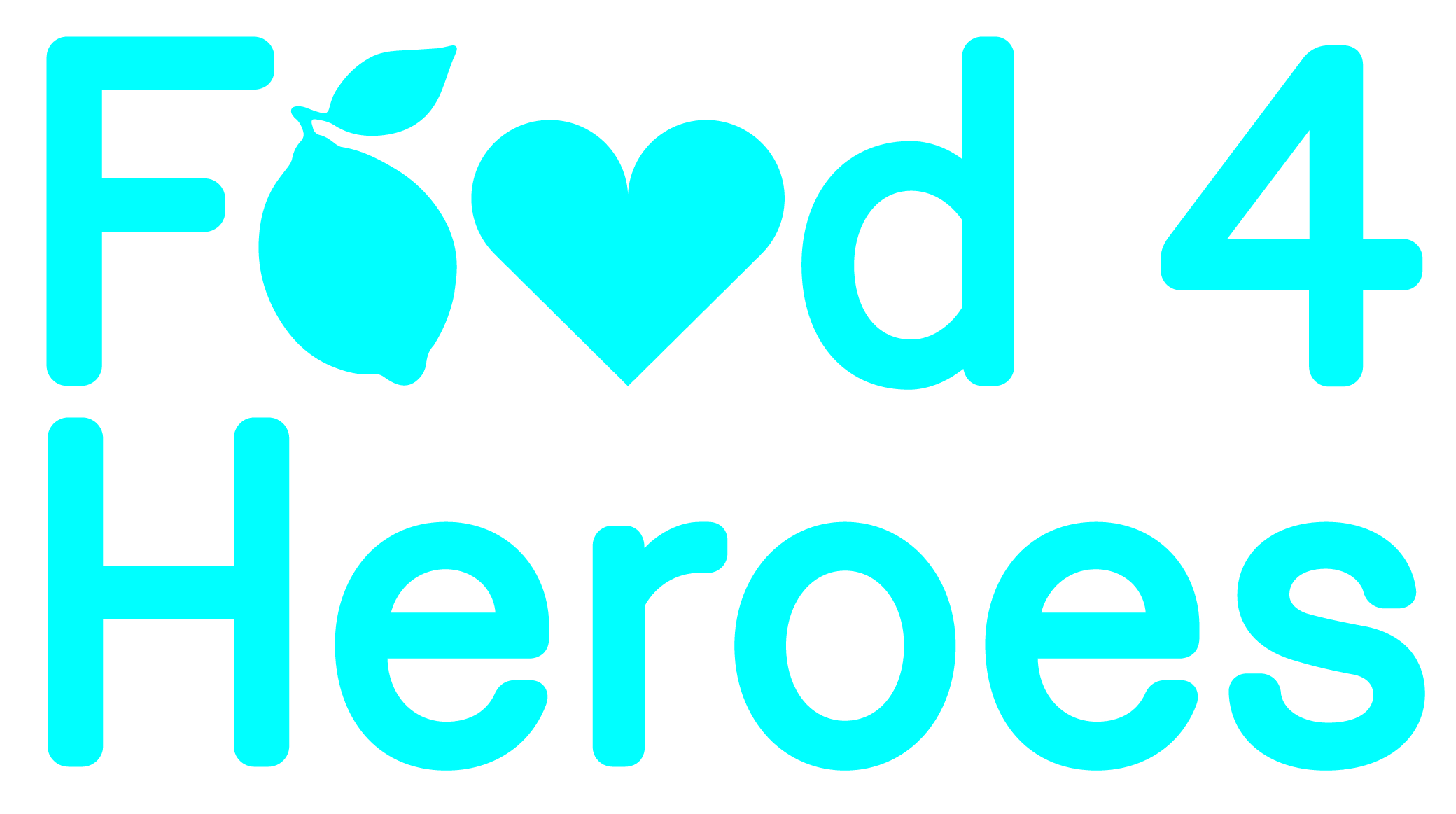The Food 4 Heroes logo in blue