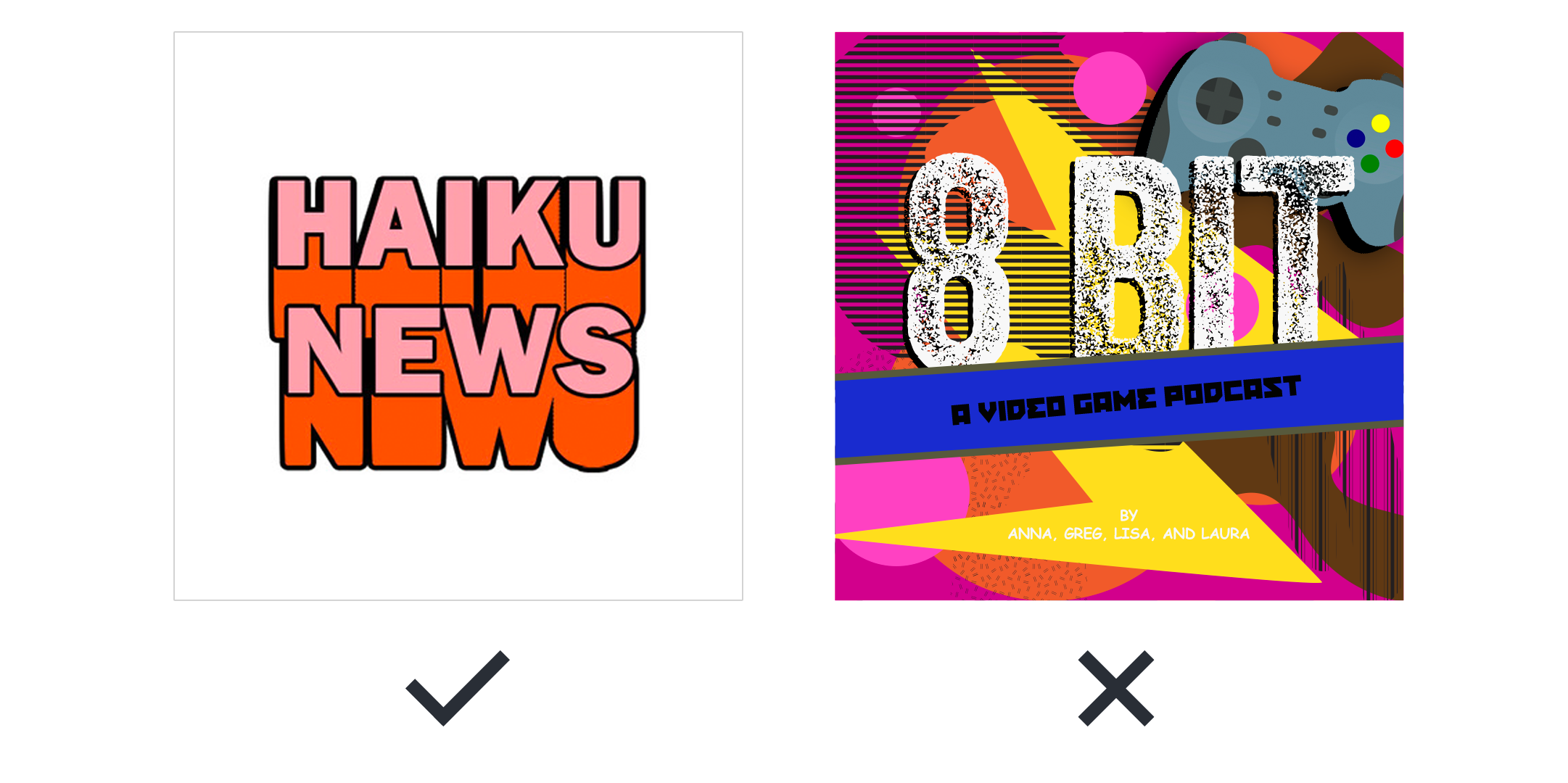 podcast cover art text and font