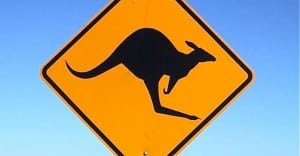 Kangaroo crossing sign in Australia