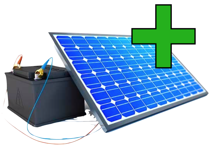 ein Solarstromspeicher mit grünem Plus, was die Vorteile symbolisiert