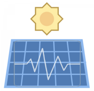 Icon einer Sonne und icon eines Solarmoduls
