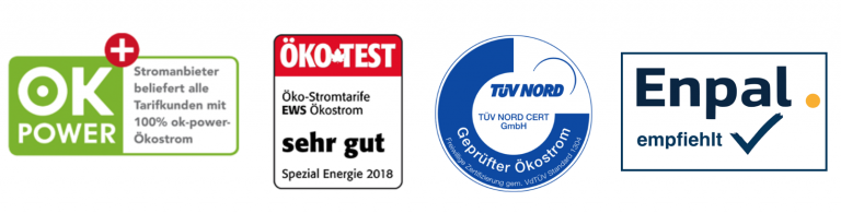 Auszeichnungen und Grünstrom Siegel vom Grünstrom Anbieter EWS Schönau