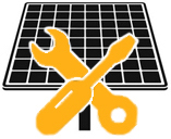 Ein Solarmodul mit Schraubenzieher und Schraubschlüssel