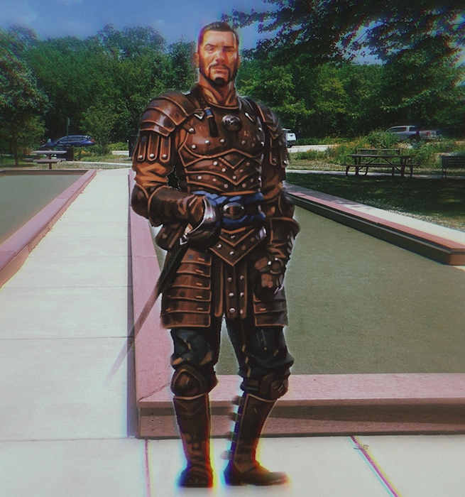 dungeons and dragons character on a bocce court