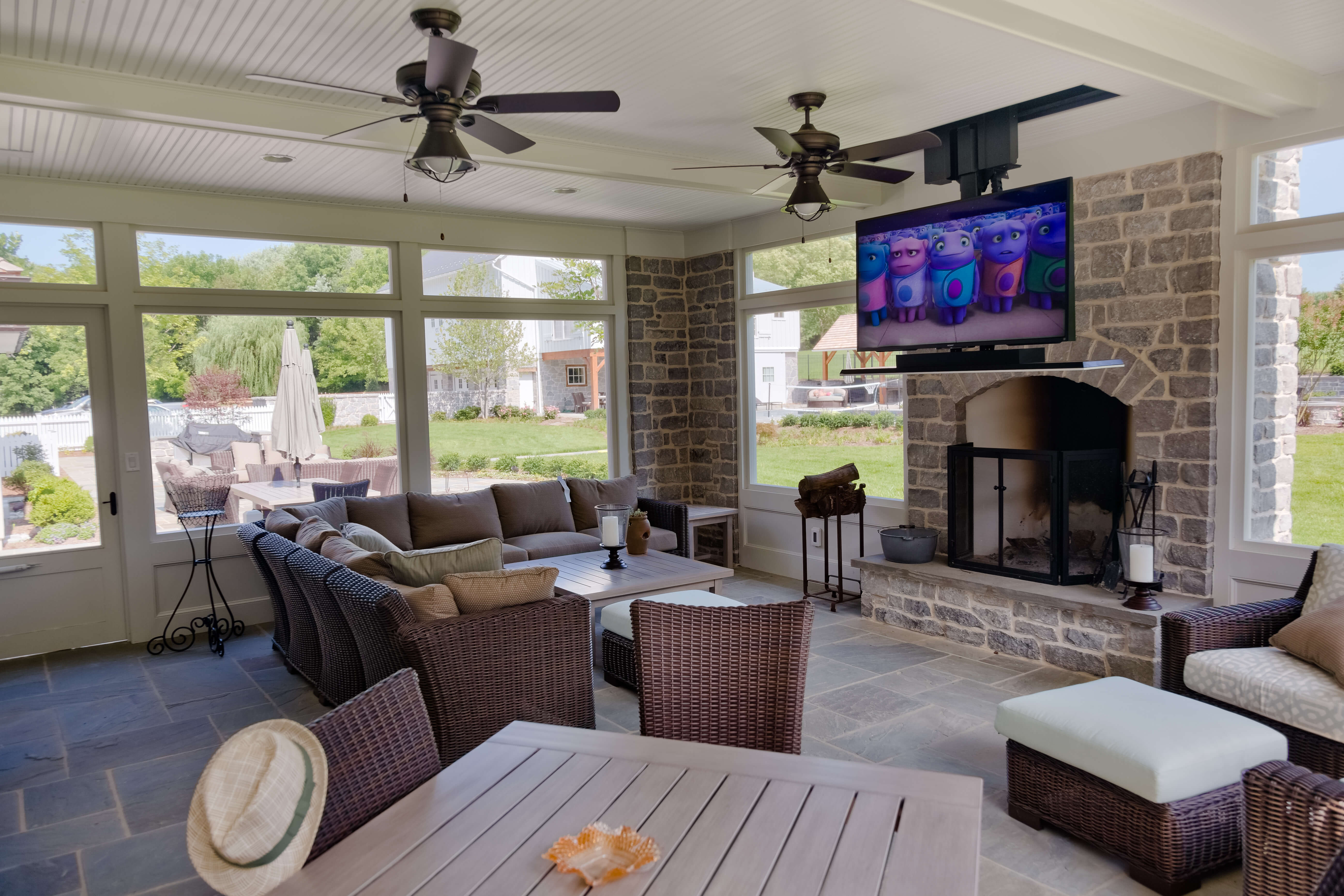 Family room with TV and speakers