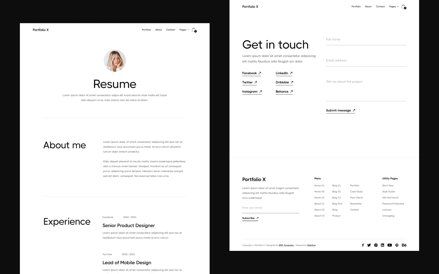 Design Portfolio flow Template & UI Kit Portfolio X BRIX Templates