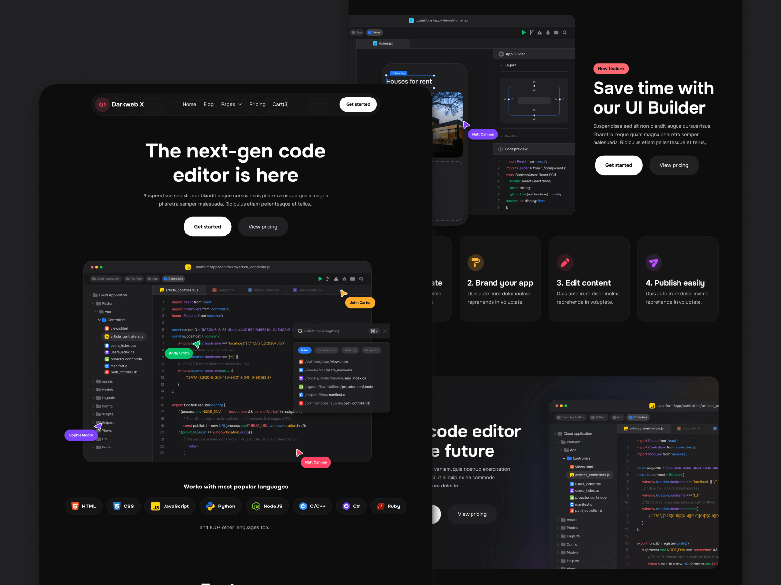 Dark Mode SaaS Webflow Template - Darkweb X | BRIX Templates
