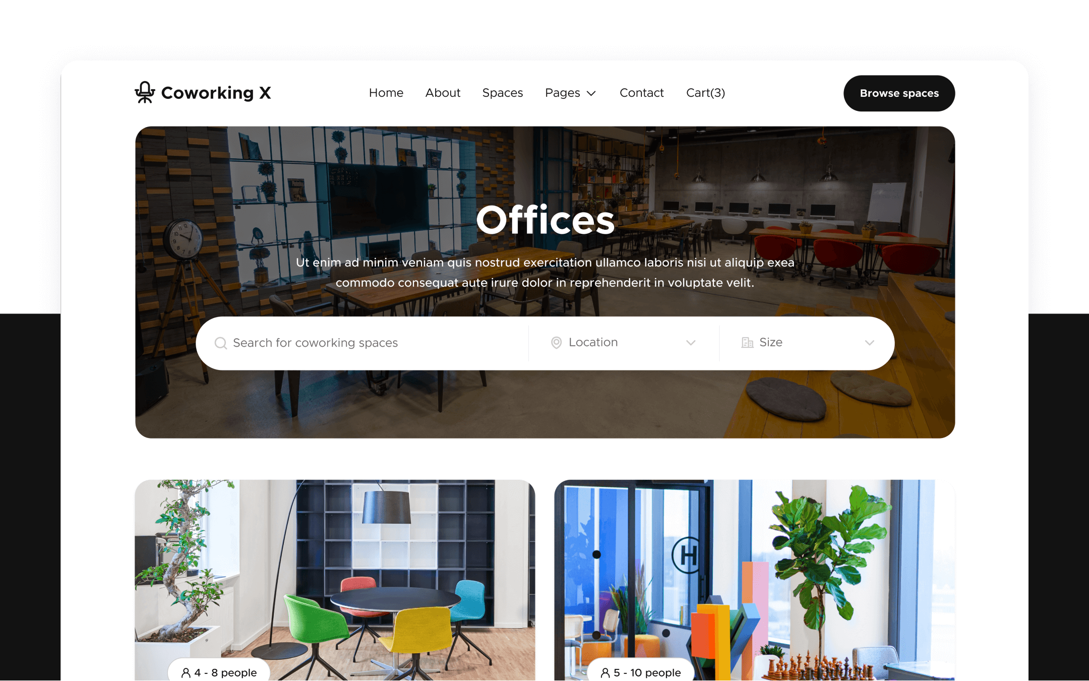 Commercial Real Estate flow Template Coworking X BRIX Templates