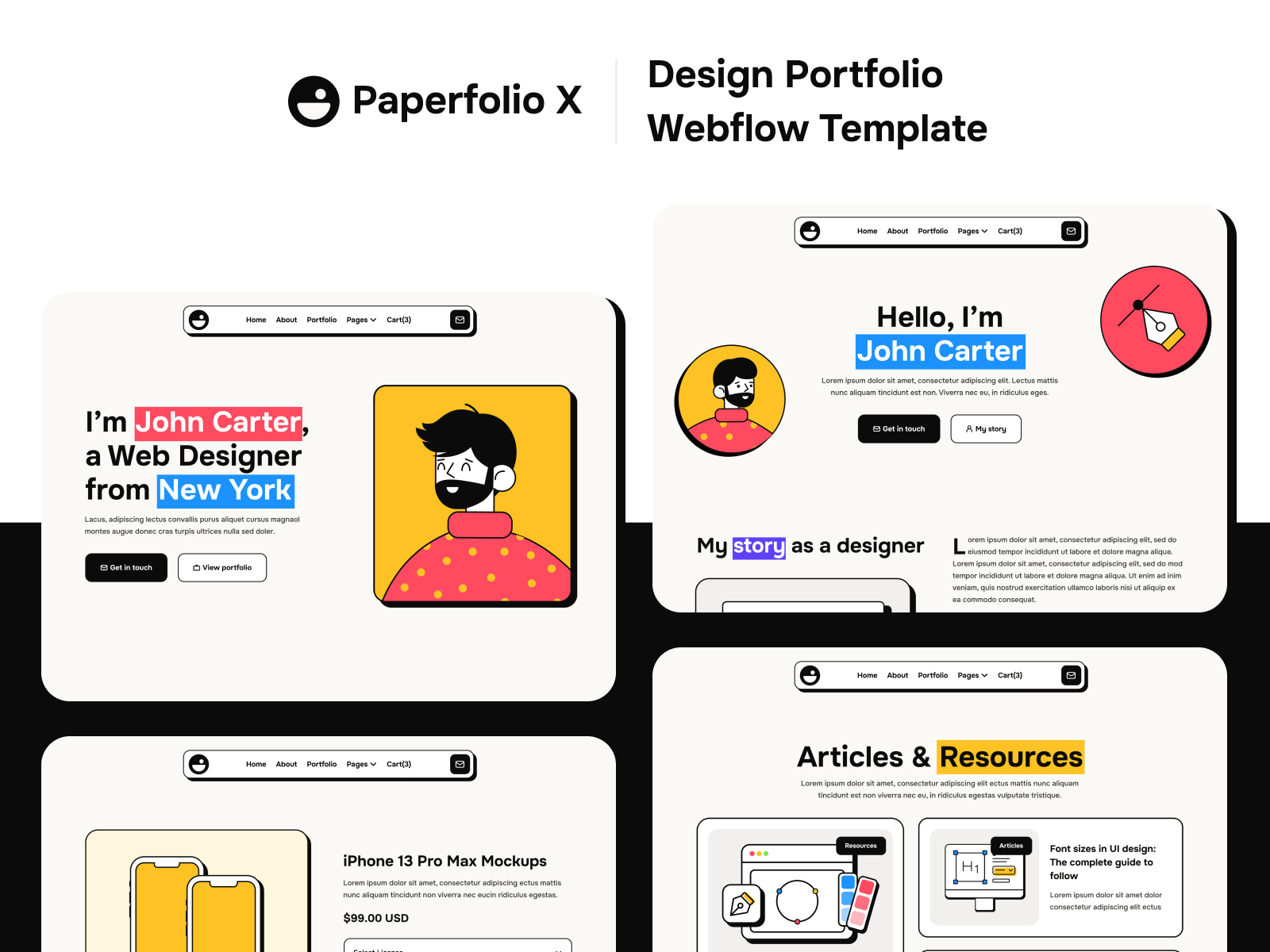 Creative Design Portfolio Webflow Template - Paperfolio X | BRIX Templates