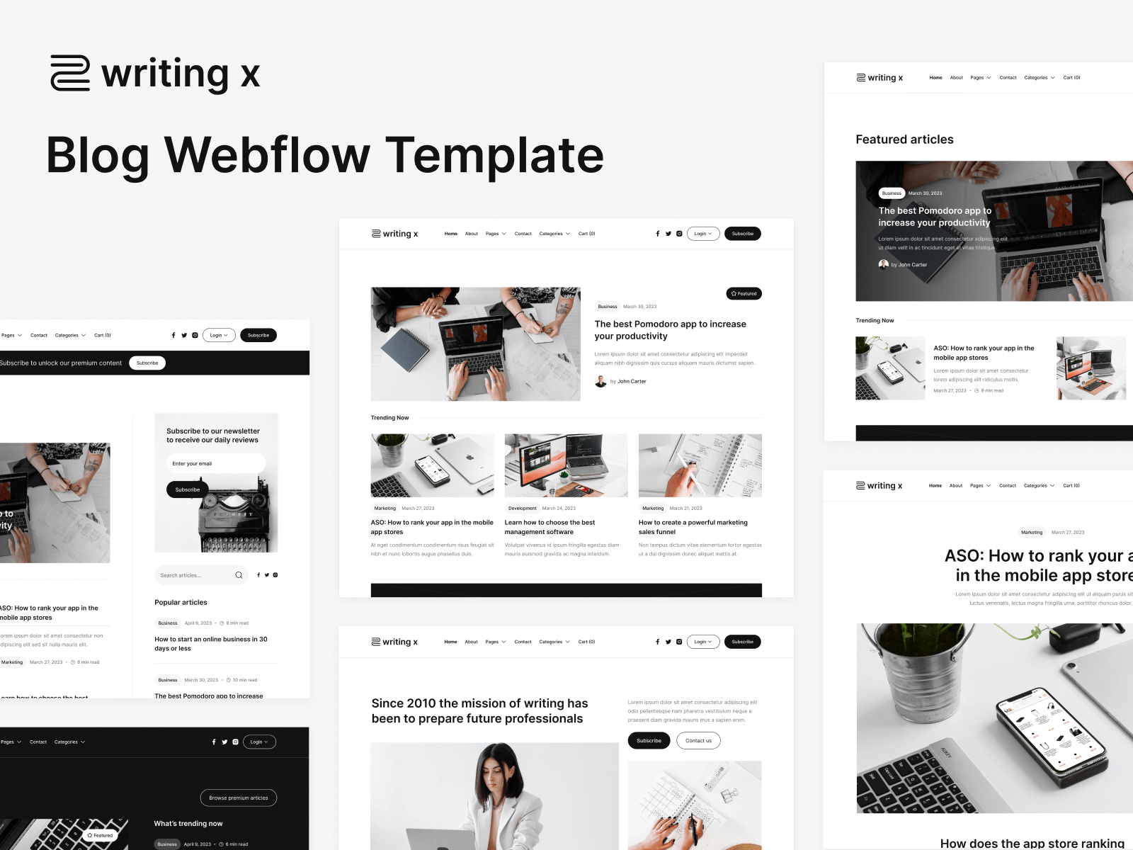 Blog Webflow Template - Writing X | Writing X Templates