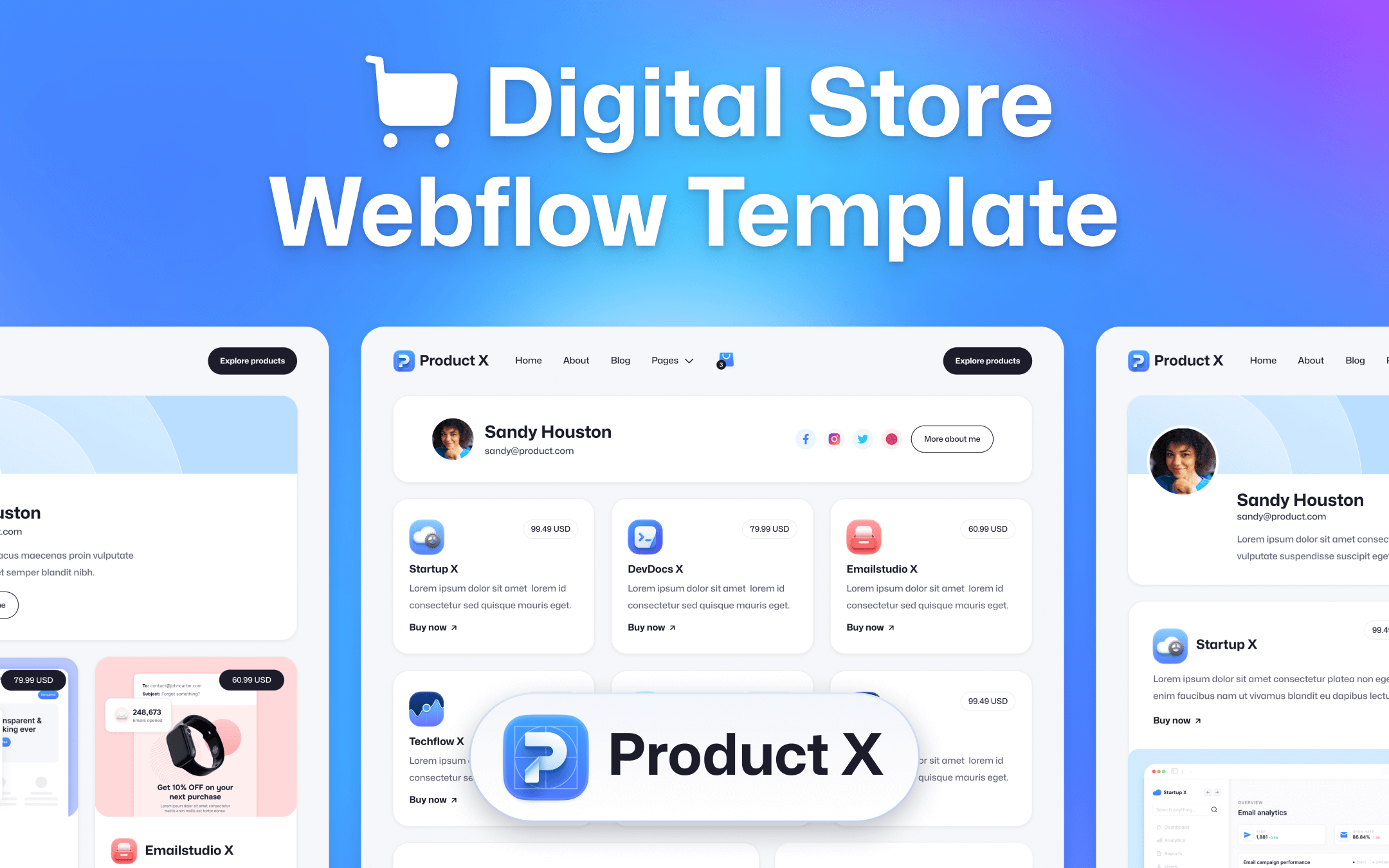 Digital Store Webflow Template Product X BRIX Templates