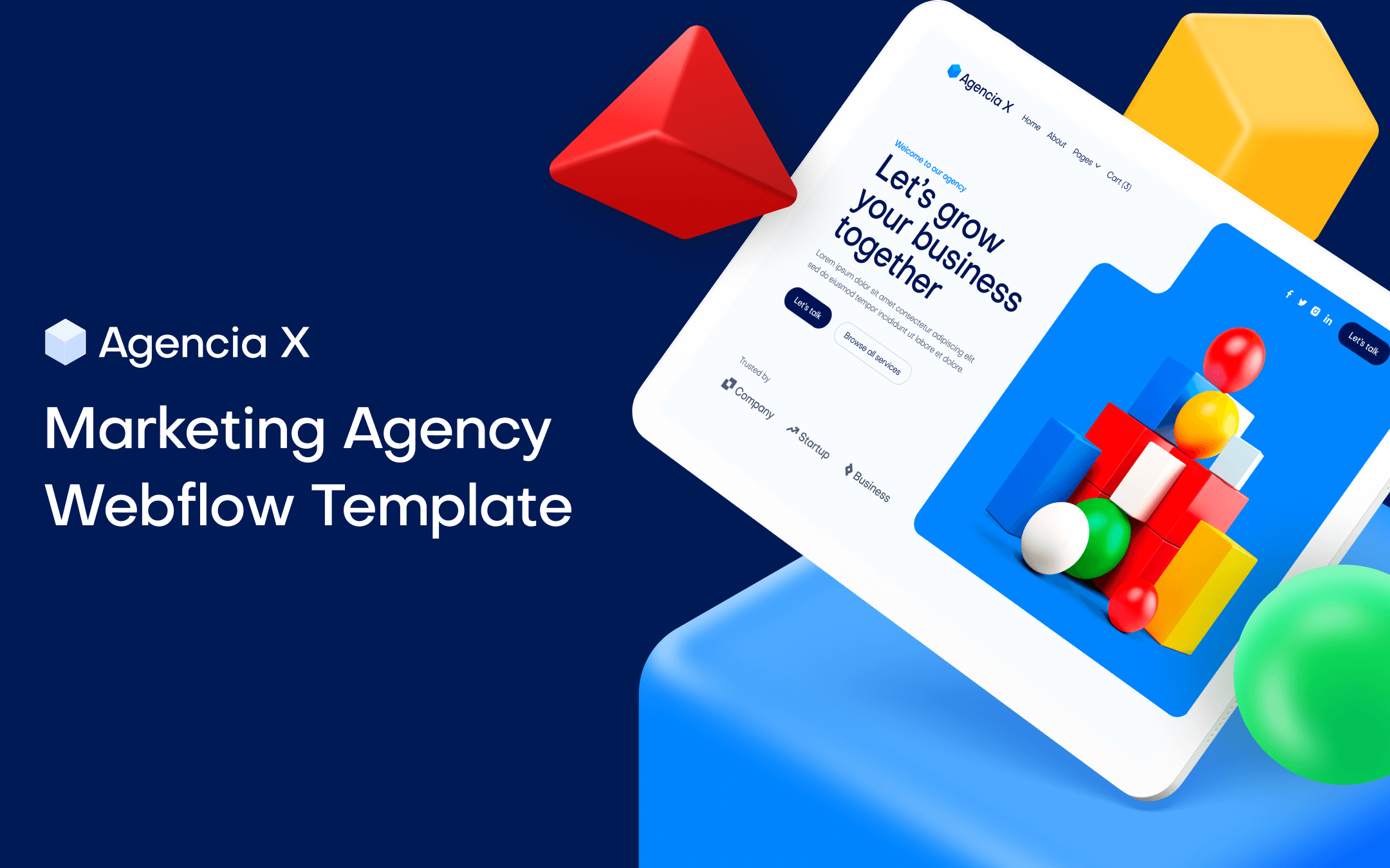 3D Marketing Agency Webflow Template Agencia X BRIX Templates
