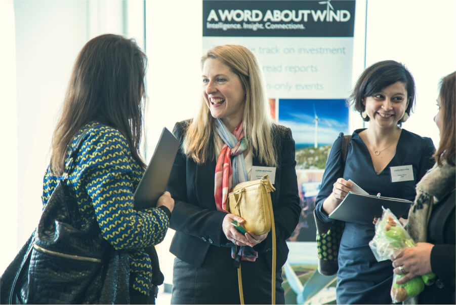 Attendees networking at an event.