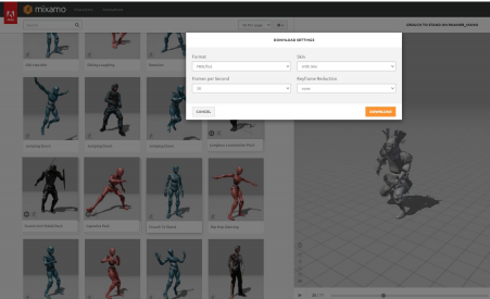 Mixamo からクリップのダウンロード