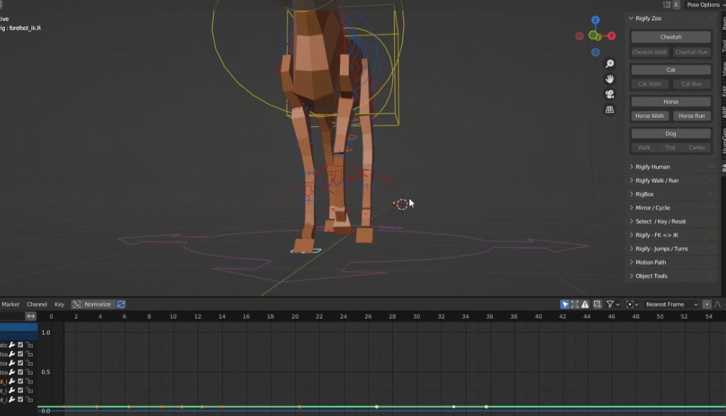 前足のコントローラーを選択し調整