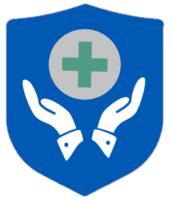 Ein Schild mit helfenden Händen als Symbol der Versicherung