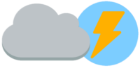 Eine graue Wolke neben einem Stromsymbol