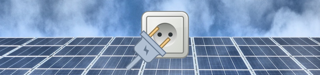 Eine graue Einspeiseanlage mit Stromstecker Symbol