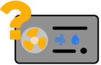 Luft-Wasser-Wärmepumpe Icon mit Fragezeichen