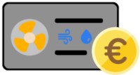Luft-Wasser-Wärmepumpe Icon mit Euromünze