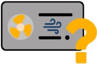Icon einer Luft-Luft-Wärmepumpe mit Fragezeichen