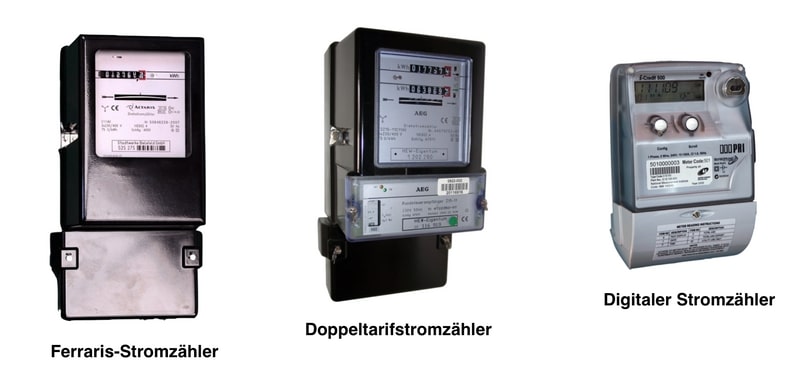 drei verschiedene Stromzähler für die Photovoltaik Komplettanlage