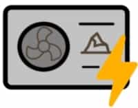 Icon einer Erdwärmepumpe mit Elektrizitätssymbol