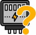 Icon eines Stromzählers mit einem Fragezeichen