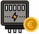 Ein Stromzähler Icon mit Euro Münze