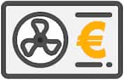 Ein Icon einer Wärmepumpe mit Euro Symbol