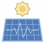 Icon einer Sonne und Icon eines Solarmoduls