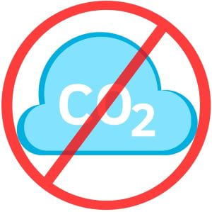 Eine Wolke mit CO2 mit rotem durchgetrichenen Kreis