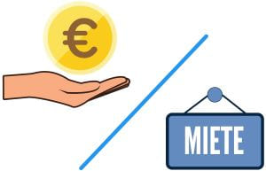 Eine Hand mit Geld, die den Kauf darstellt und ein Symbol der Miete