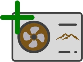 Erdwärmeheizung mit grünem Plus Symbol
