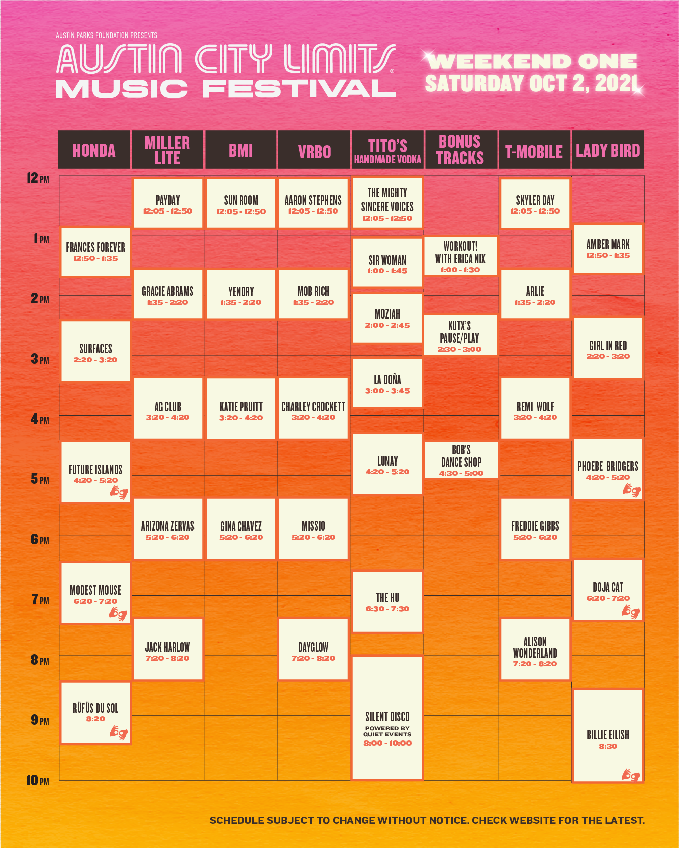 Acl 2022 Schedule Schedule