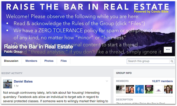 Raise the Bar real estate social media Facebook group