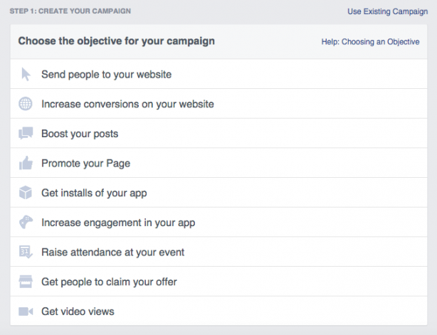 Facebook Ad Objectives