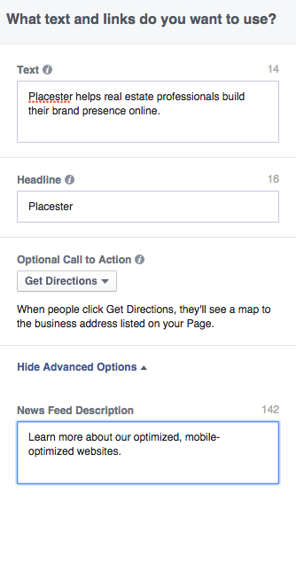 Facebook Ad Local Awareness Ad Description