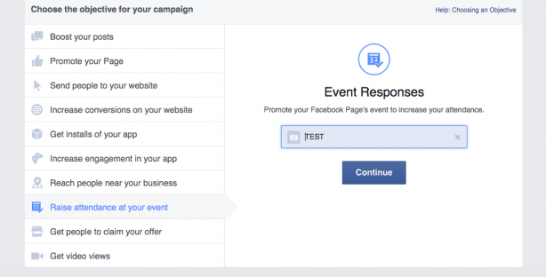 Facebook Ad Promote Event Choose Event