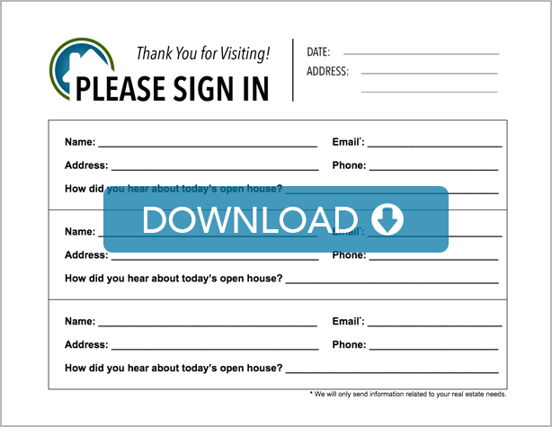 Real Estate Open House Sign In Sheet Free Template Download