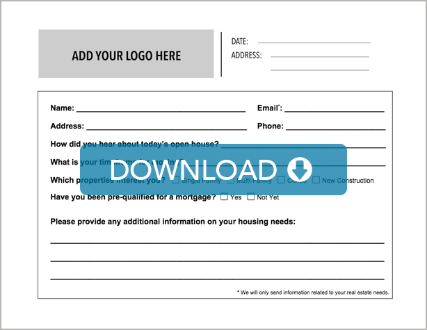 Real Estate Open House Sign In Sheet Free Template Download