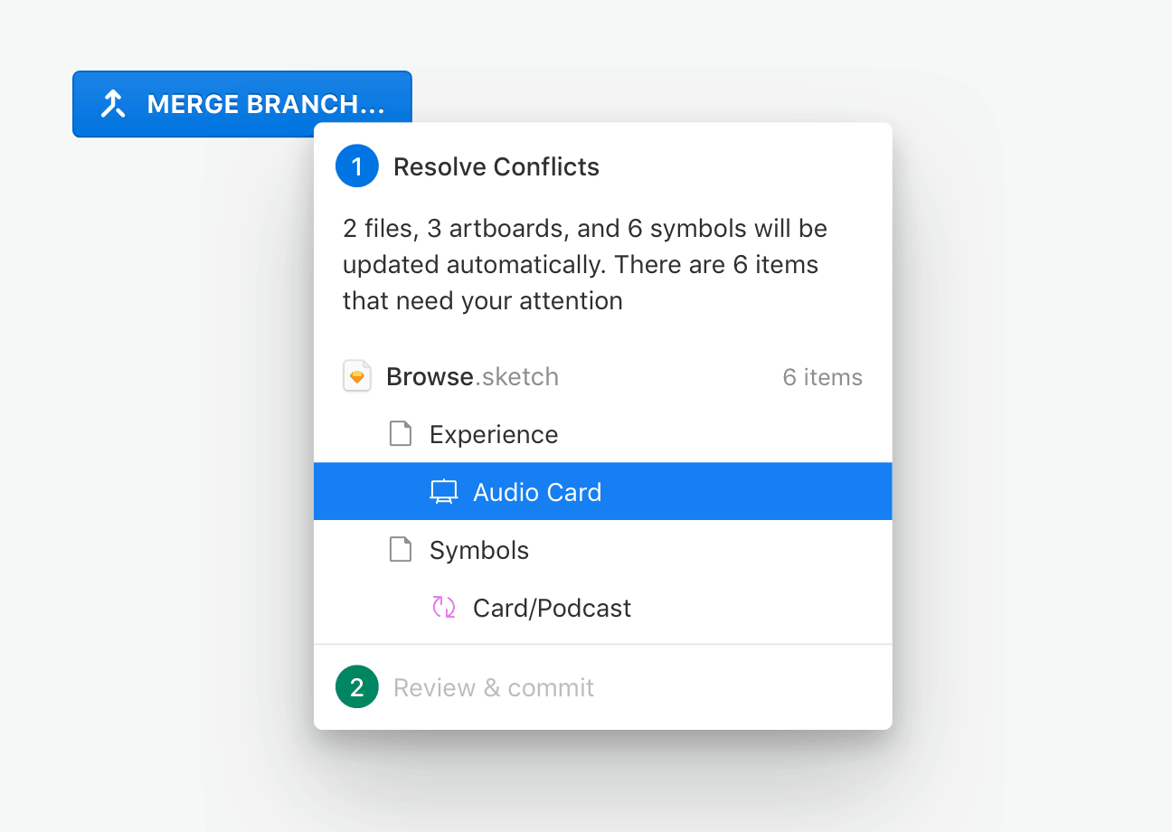 Abstract’s conflict resolution summary lists the items that are not updated automatically