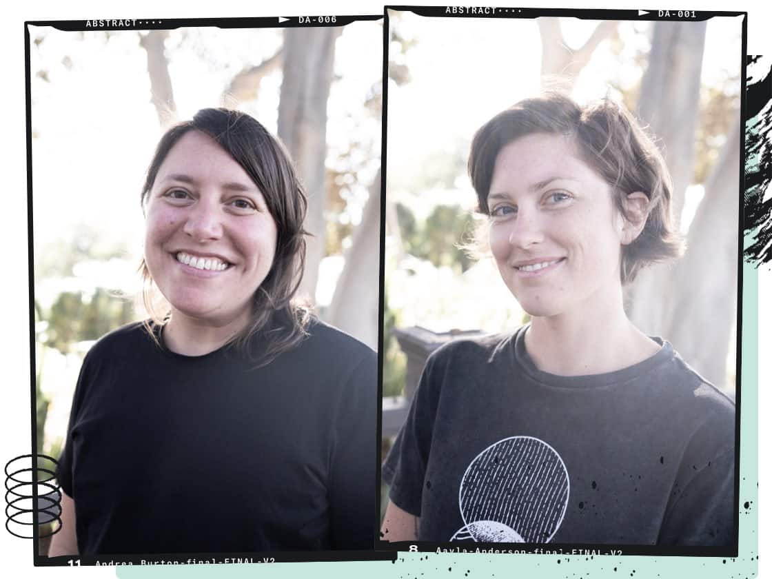 Headshots of Abstract Design Advocates, Andrea Burton and Aayla Anderson.