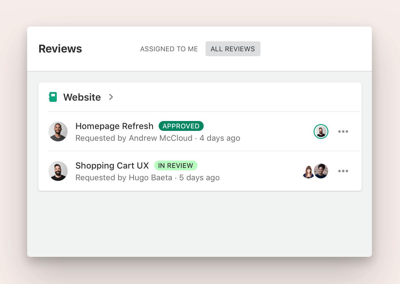 alt="Reviews in Abstract with time stamp and most recent status"