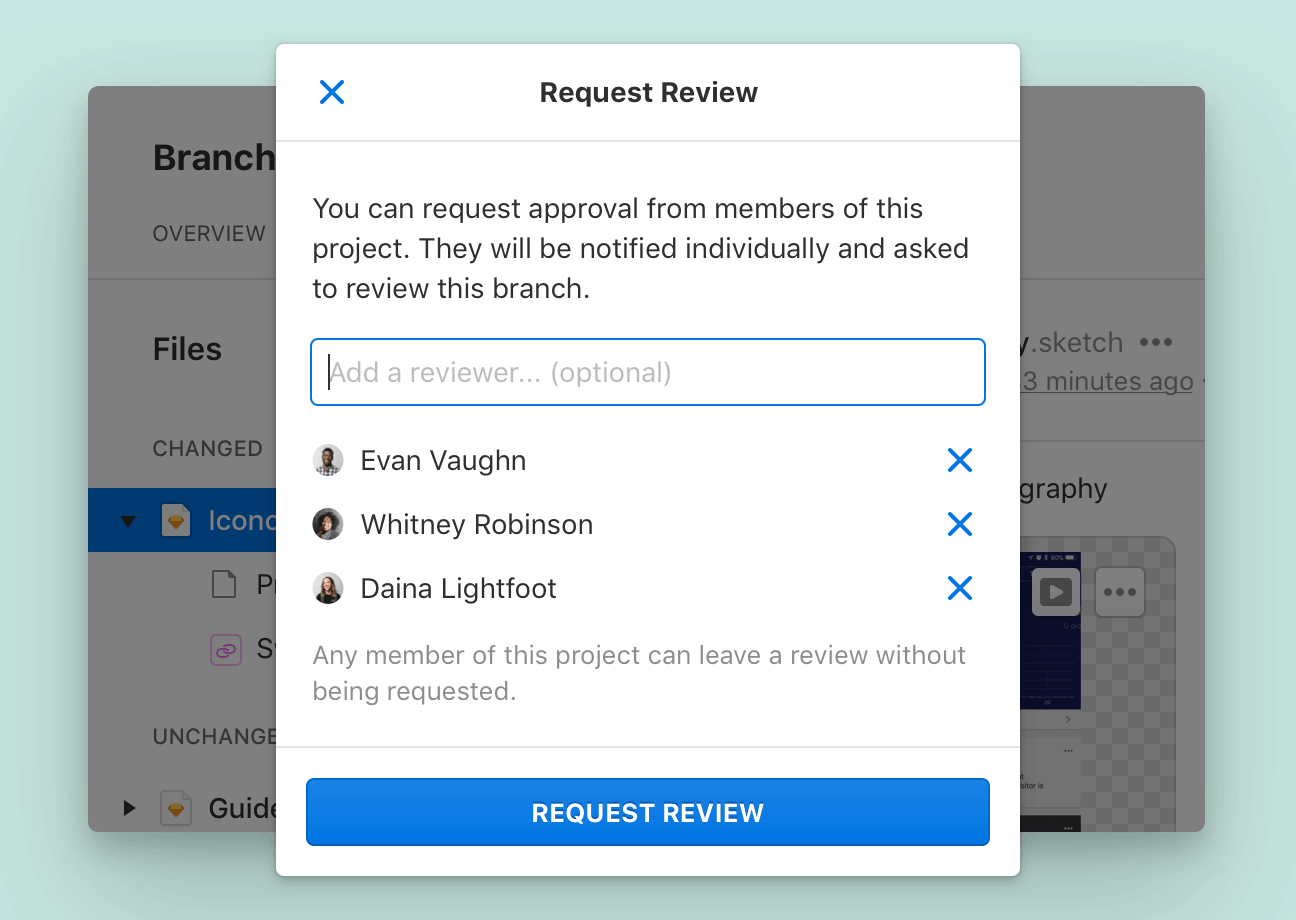 Invitation to collaborate with other team members by requesting review in Abstract