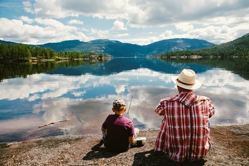 Grandad and Grandson Fishing Norway