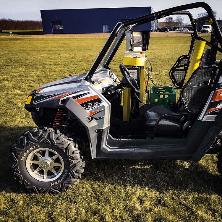 Wintex 1000 automatic soil sampler installed on a Polaris Ranger FZR