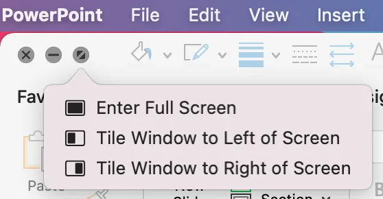 Screenshot of macOS tile options