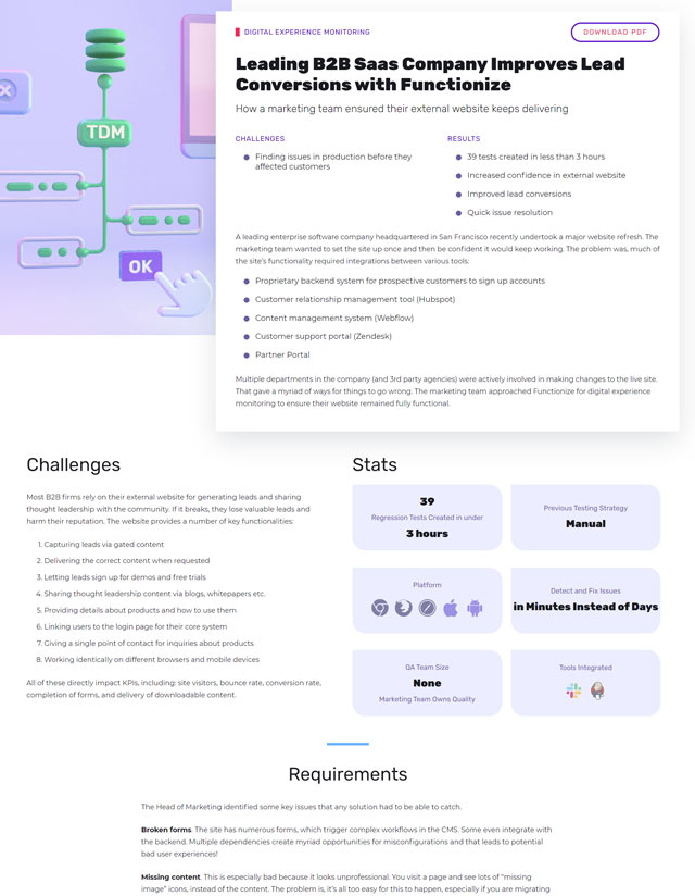 Leading B2B Saas Company Improves Lead Conversions with Functionize