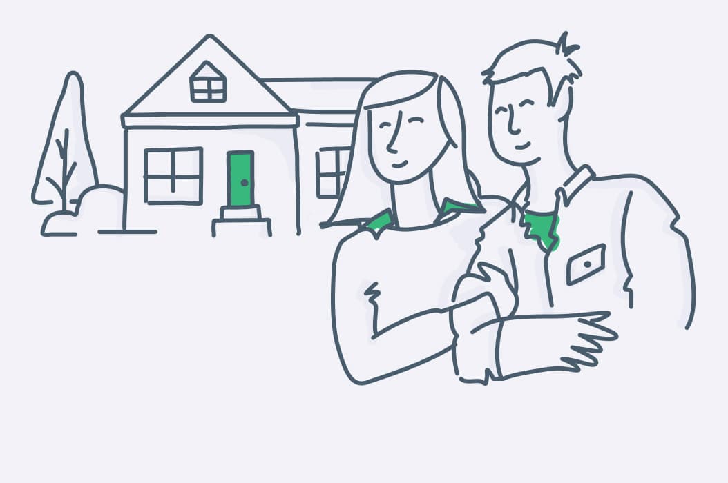 an illustration of a couple leasing a home from mynd